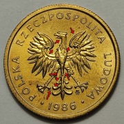 2 zł 1986, ładny destrukt, podwójny duch