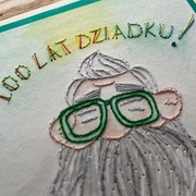Dla Dziadka Kartka haftowana,Okolicznościowa, rękodzieło, imieniny,urodziny