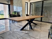 STÓŁ LOFT BLAT DĘBOWY BEZSĘCZNY NOGA STALOWA