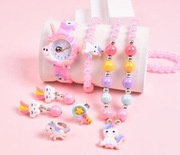 Zegarek dziewczęcy dziecięcy dla dziewczynki jednorożec klipsy bransoletka