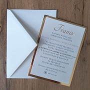 Zaproszenia na chrzest jednokartkowe ZŁOTA PODKŁADKA + KOPERTA GRATIS 