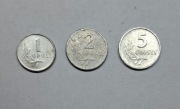Zestaw 3 monet: 1 grosz, 2 grosze, 5 groszy - aluminium