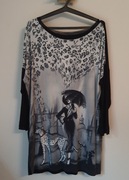 elegancka bluzka kimono w panterkę czarno-biała Molton 44/XXL