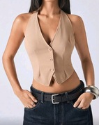 Elegancka beżowa kamizelka L M S wiązana 