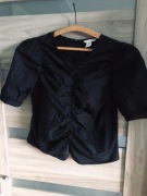 Czarna lekka bluzka z marszczeniem H&M
