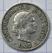 01376 Szwajcaria 5 rappenow 1908 ładna 