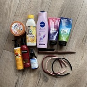 Zestaw 12 sztuk kosmetyków i akcesoriów do włosów szczotka onlybio garnier