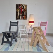 Drewniana drabinka – krzesełko 2w1 nowy polski produkt róż grafit biel