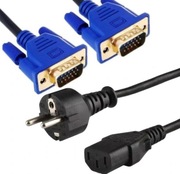 Zestaw Kabel Zasilający + Sygnałowy do Monitora VGA