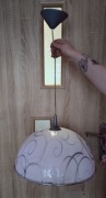 Lampa sufitowa biała w srebrne wzory plastikowy klosz do kuchni