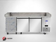 Stół chłodniczy 2-drzwiowy do pizzy z 7 szufladami i blatem granitowym