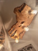 Lampa wisząca z korzenia drzewa oliwnego sznur jutowy Handmade