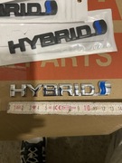 Logo Hybryda srebny czarny black Hybrid Toyota Napis Znaczek 15,2*2,4 cm