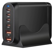 SZYBKA ŁADOWARKA GaN 200W PD 4x USB C 2x QC 3.0 DO LAPTOPA IPHONE 100W MAC