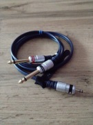 Kabel 2x Jack mono 6.3 na Jack stereo mały 