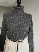 Zara ciemny szary wełniany golf damski zimą grafitowy melanż S