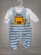 Śpioszki niemowlęce komplet, welur. 62 niebieski