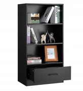 Regał 120 cm z szufladami 4 poziomy drewniany do przechowywania czarny