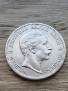 5 Marek 1908 A - Prusy - Wilhelm II - Srebro - Oryginał bardzo dobry stan
