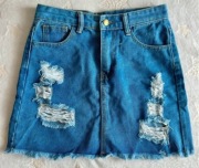 Spódnica jeansowa mini SHEIN S przetarcia modna damska