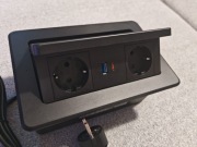 Chowane gniazda nablatowe 230V oraz wyjściem USB oraz ładowarka indukcyjną