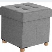 Pufa tapicerowana Songmics szara pufka do przechowywania taboret krzesło