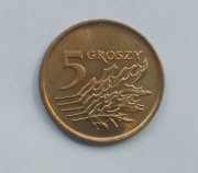Moneta 5 groszy 1990 mennicza