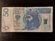 Banknot 50 złotych symetryczny numer AX9001009