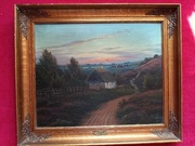 Stary obraz na płótnie Chr. Hansen 1917 rok.