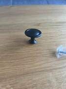 Gałki meblowe czarne, okrągłe– 12 szt., aluminiowe + śruby