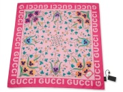 Luksusowa Jedwabna Apaszka GUCCI – Kwiatowy Wzór & Logo