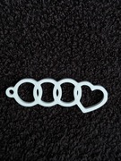Brelok Audi Serce V2 - Druk 3D - Biały