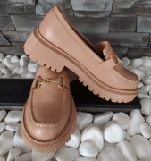 Półbuty mokasyny z eko skóry 39 wkł. 25 cm