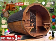 SAUNA Ogrodowa 300cm + PRZEDSIONEK zew + GRATIS Beczka 500L +Akcesoria