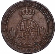 HISZPANIA 2,5 centimos de Escudo 1867 Barcelona, KM# 634.1, F