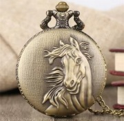 Nowy Zegarek kieszonkowy z wizerunkiem konia 