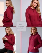 Damska bluza kangurka z kapturem - bordo/wino S