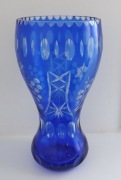 Wazon kryształ szkło kryształowe 25 cm niebieski kobaltowy kobalt PRL
