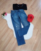 Granatowe Jeansy Denim Co Straight W30 L30 klasyczne wygodne