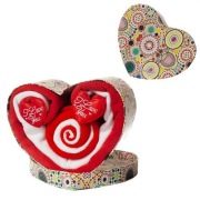 zestaw 4 ręczników w pudełku w kształcie serca 30x70 cm, 30x30 cm, 2x 20x20