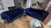 sofy 2 osobowe chesterfield wraz z 7 krzesłami