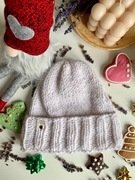 Czapka zimowa wełniana handmade biała  