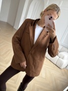 Brązowa cynamonowa marynarka z eko irchą