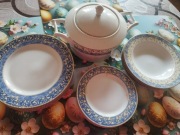 Zestaw porcelany Giesche Porzellan Hellenium 0224 PRL - waza + 12 talerzy