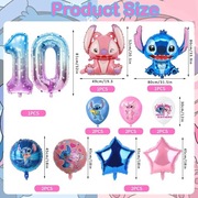 Balony Lilo i Stitch na 10. urodziny Zestaw 14 szt.