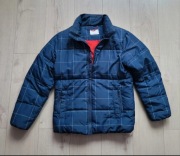 Granatowa kurtka w kratkę na zimę Bershka rozmiar S