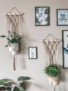 Kwietnik ścienny na ścianę makrama boho korale 