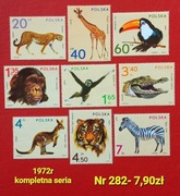 Znaczki fauna:282: zwierzęta, ptaki- Polska 1972r **