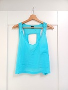 Jasnoniebieski croptop Ginatricot 38M turkusowy bluzka sportowa basic