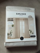 2 kremowe zasłony aksamitne welurowe na taśmie z tunelem SMUKEE 2 x zasłona